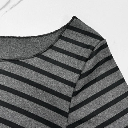 T-Shirt Femme Rayé Slim Manches Longues Style Street